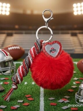 Bold Buckeye-Inspired Pom Keychain